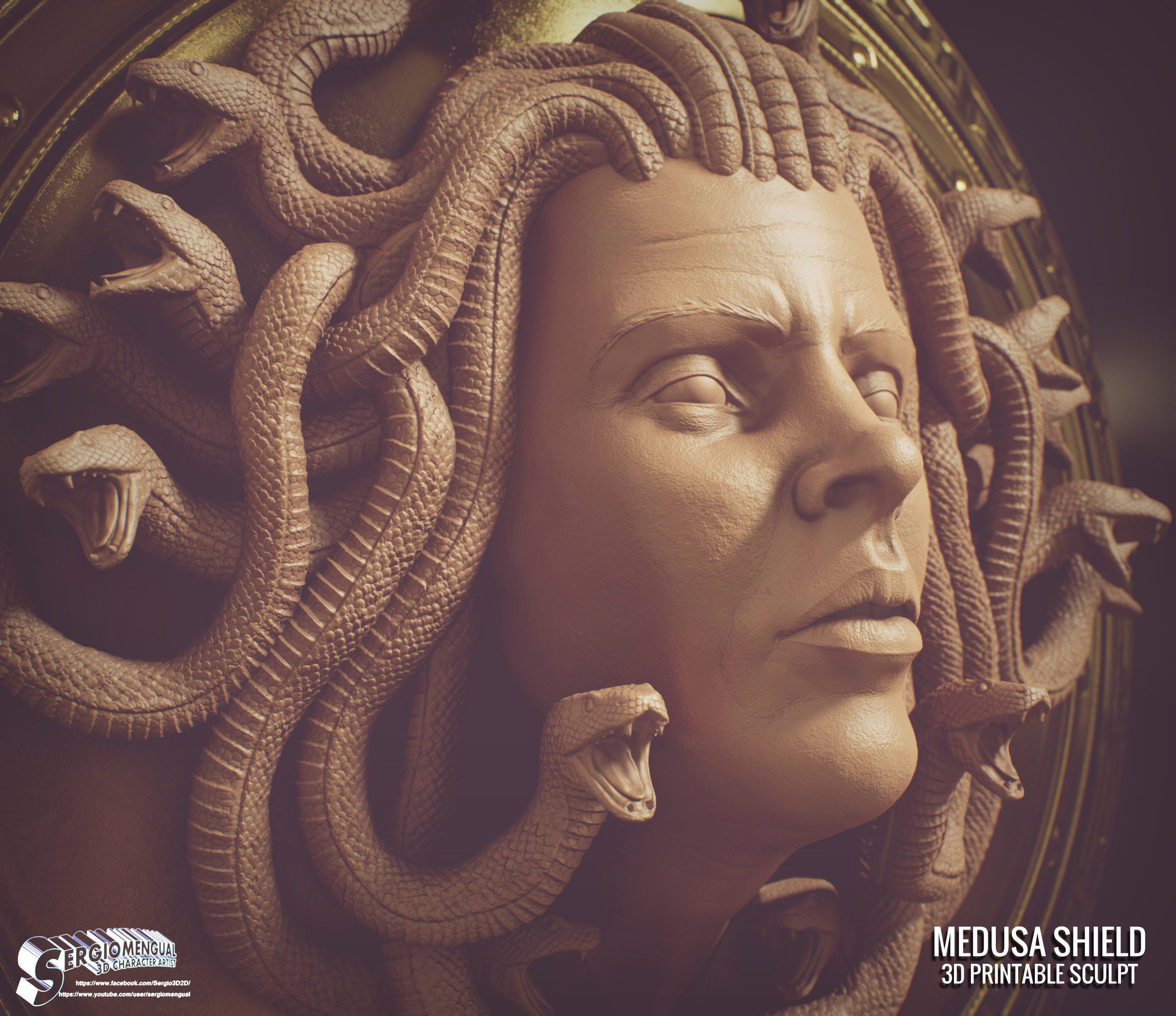 Greek Mythology Medusa Shield 3D Printable Sculpt 3D print model_8
