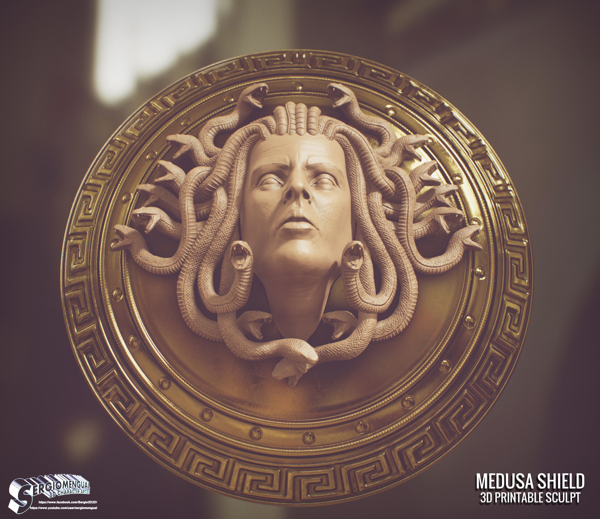 Greek Mythology Medusa Shield 3D Printable Sculpt 3D print model_1
