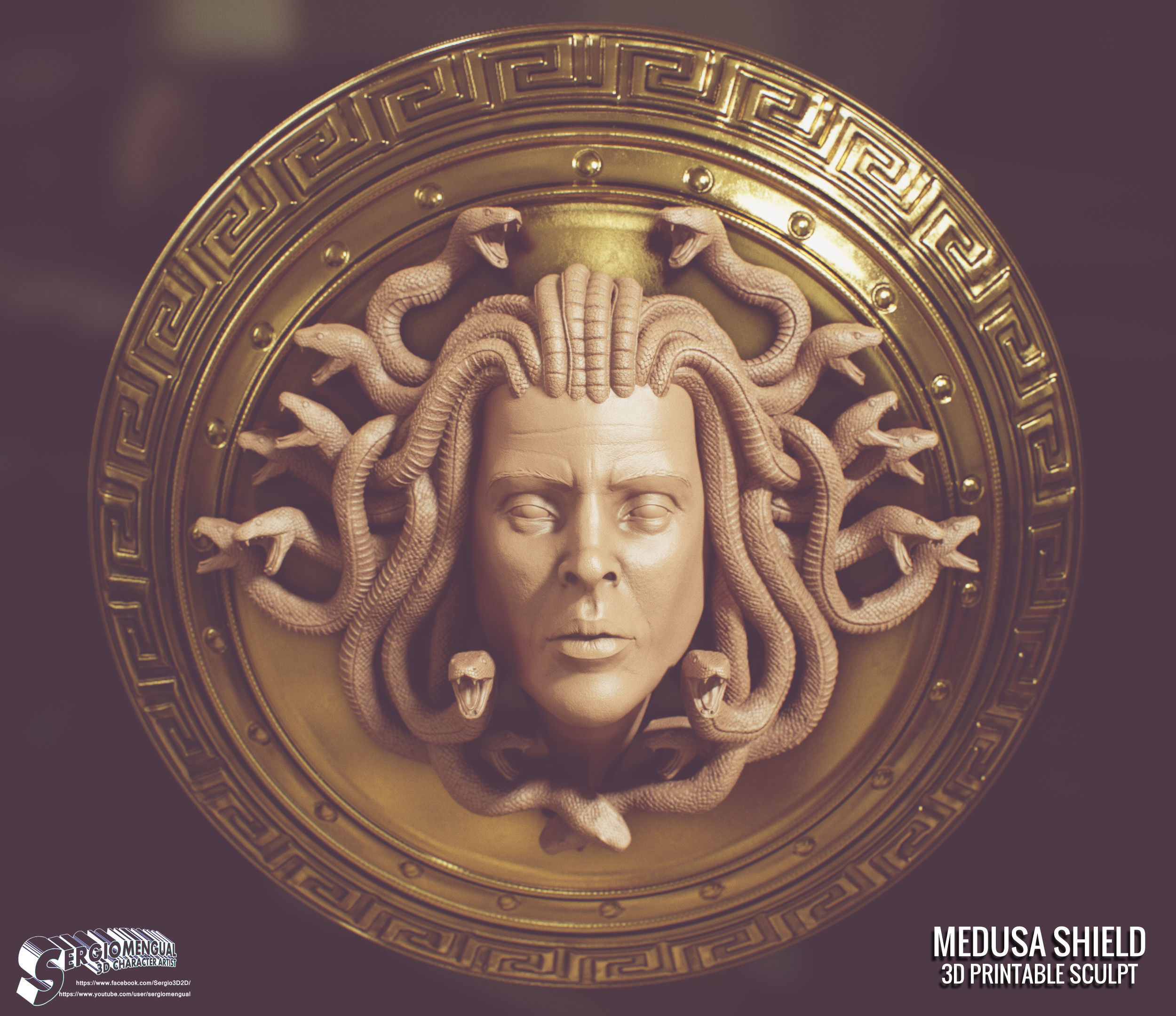 Greek Mythology Medusa Shield 3D Printable Sculpt 3D print model_7