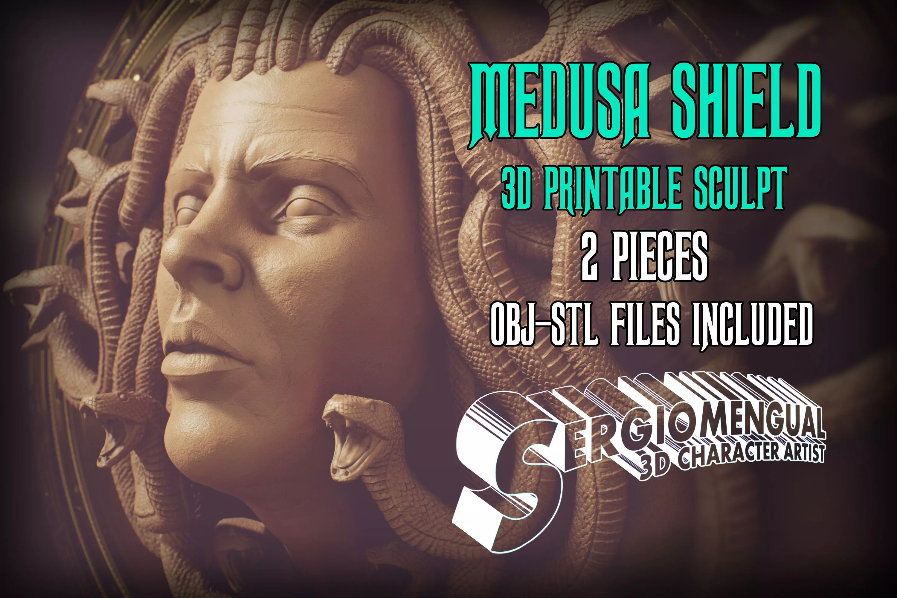 Greek Mythology Medusa Shield 3D Printable Sculpt 3D print model_0
