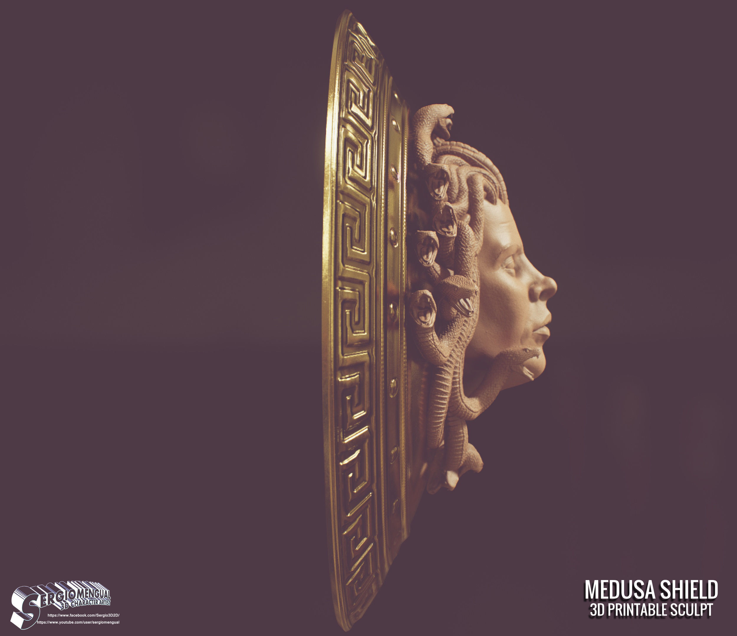 Greek Mythology Medusa Shield 3D Printable Sculpt 3D print model_15