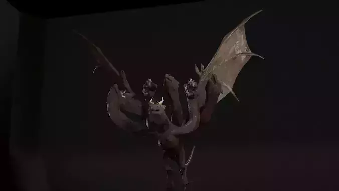dragon king 7 heads Low-poly 3D model