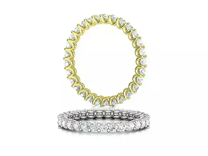 Diamond Eternity Ring U shaped design band 3D print model