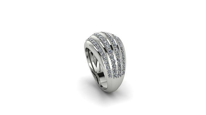 Custom ring with diamonds 3D print model