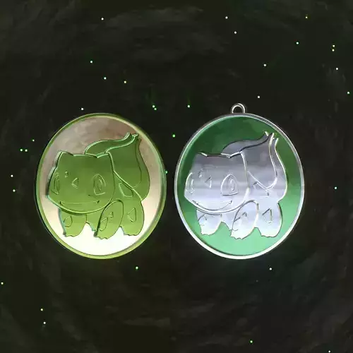 Pokemon Bulbasaur Badge Coin Keychain Pendant 3D print model