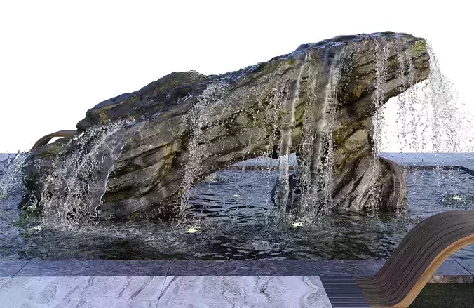 Arch Rock with Fountains 3D model