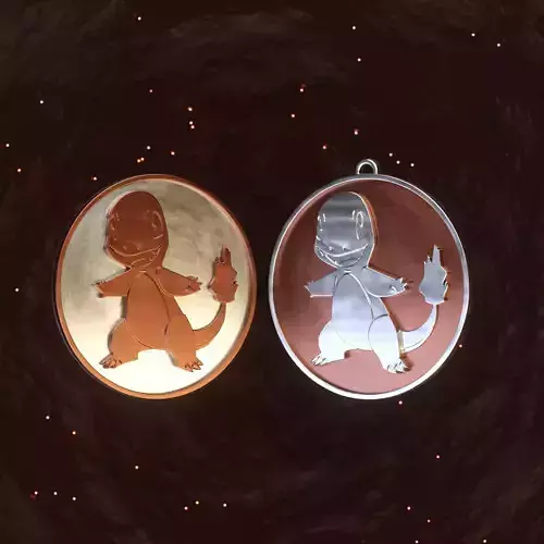 Pokemon Charmander Badge Coin Keychain Pendant 3D print model