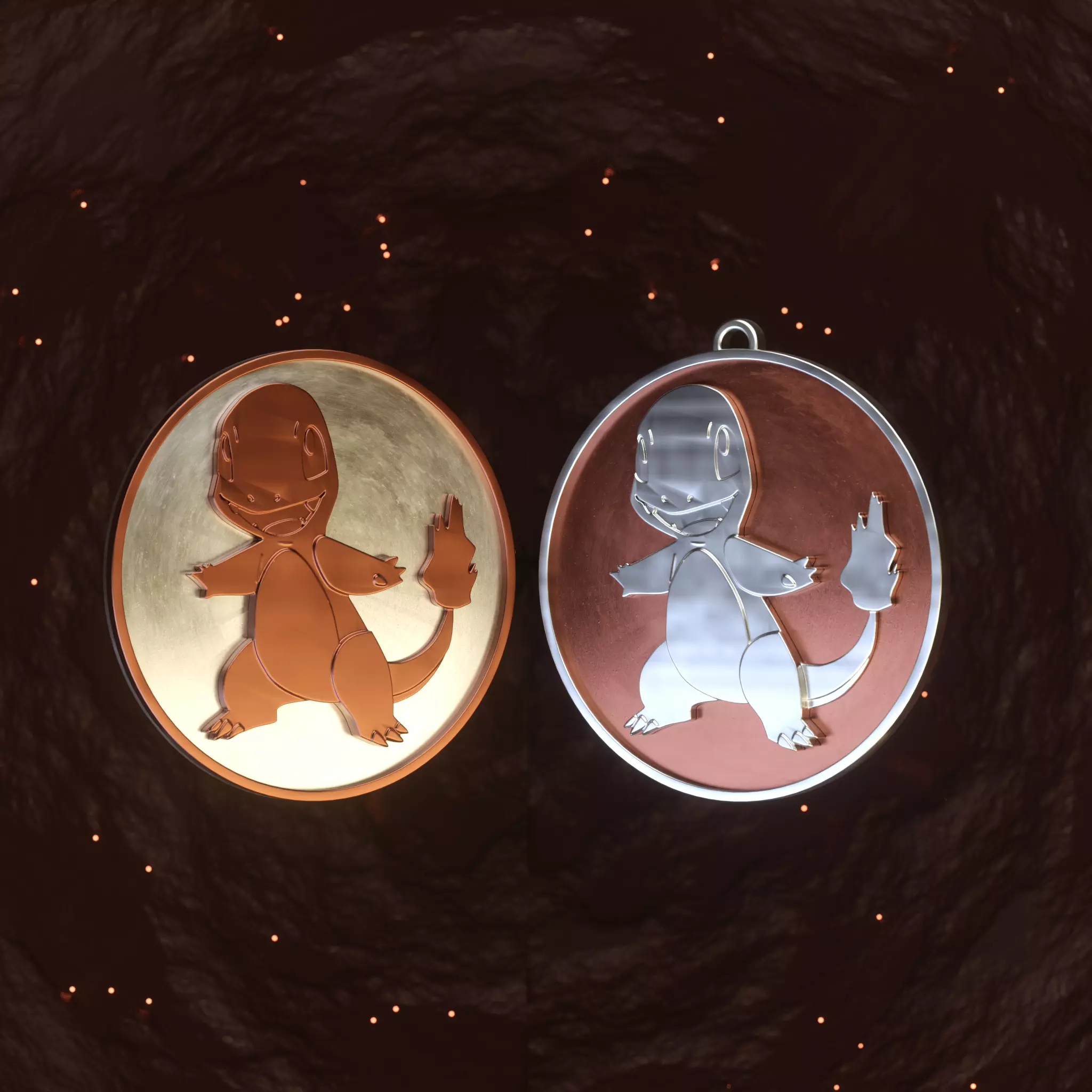 Pokemon Charmander Badge Coin Keychain Pendant 3D print model_0