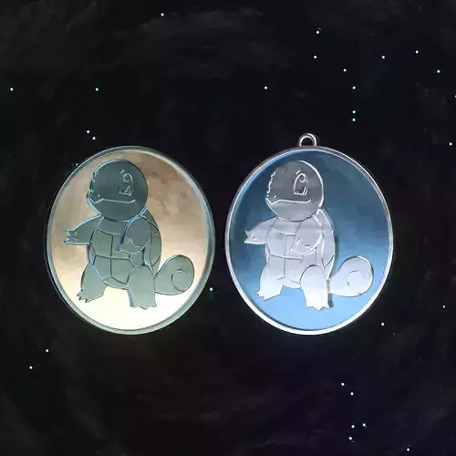 Pokemon Squirtle Badge Coin Keychain Pendant 3D print model