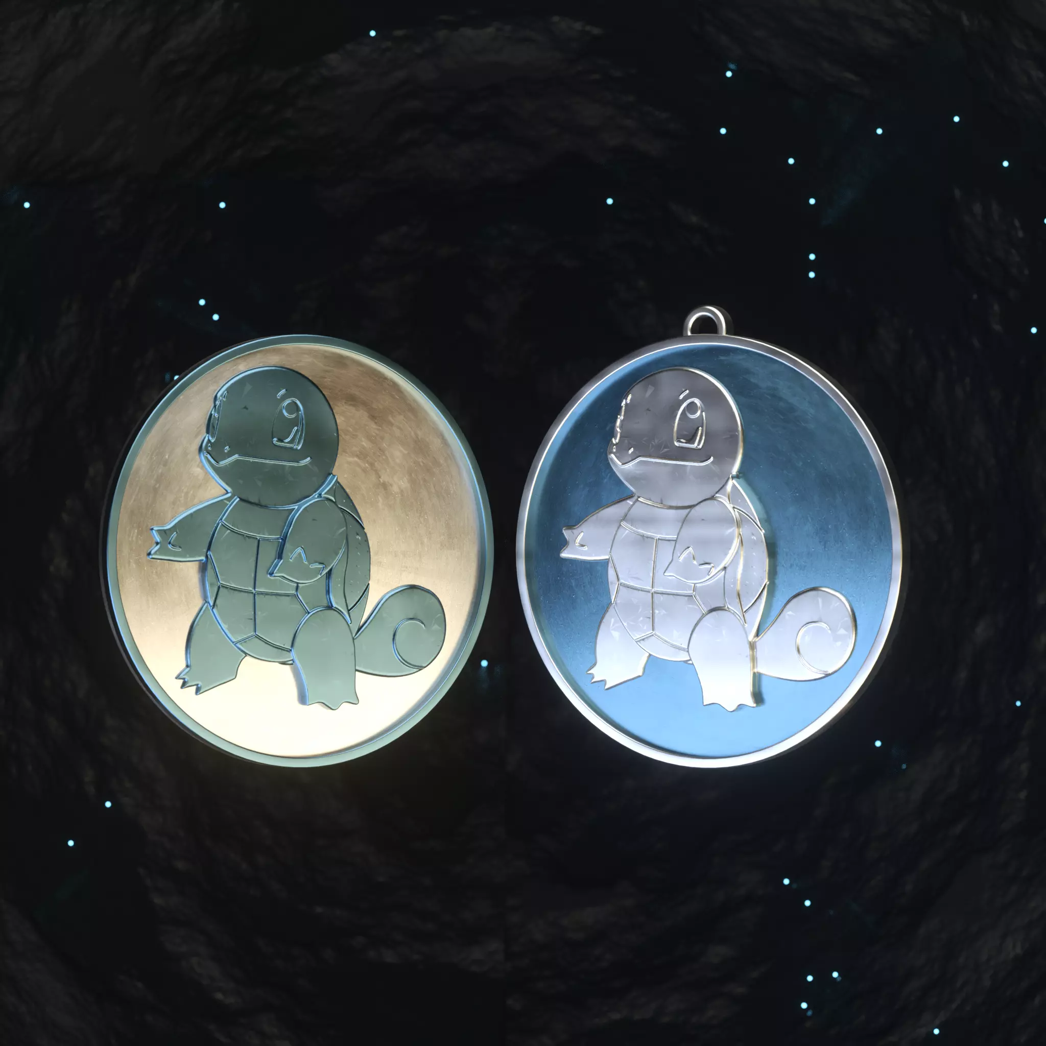 Pokemon Squirtle Badge Coin Keychain Pendant 3D print model_0