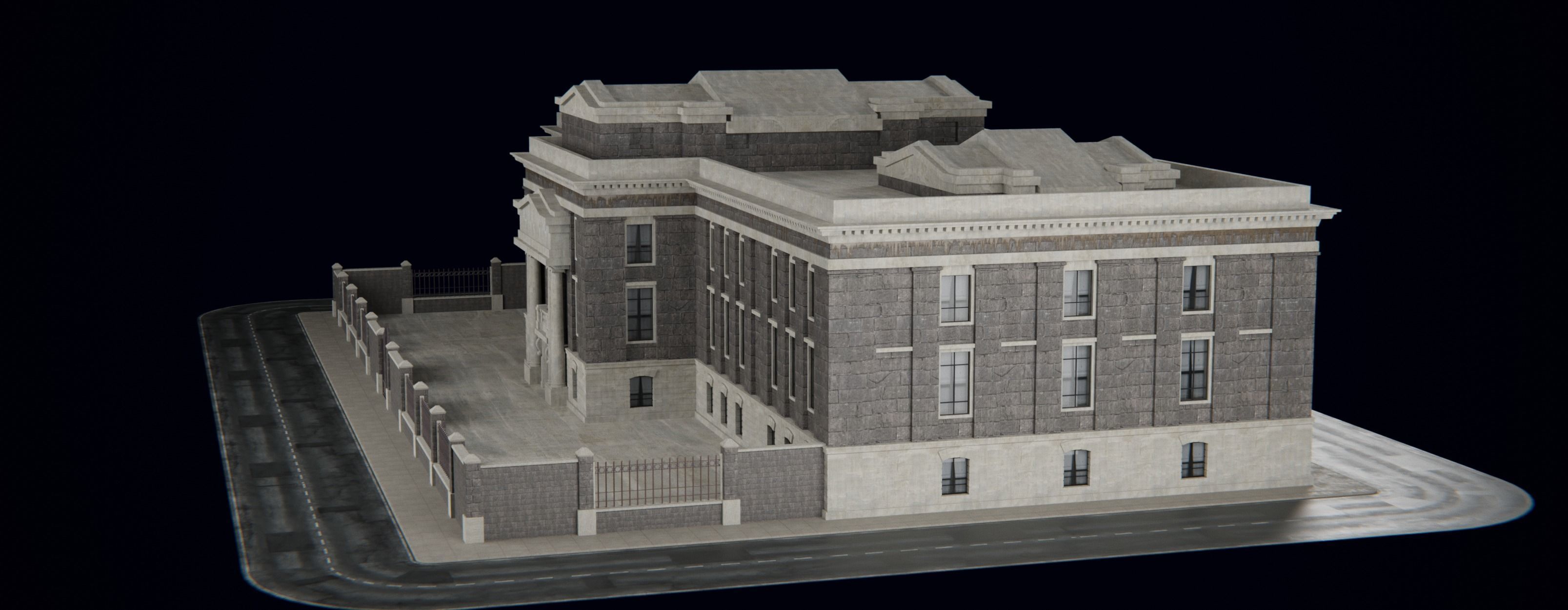 European Building kit Low-poly 3D model_3