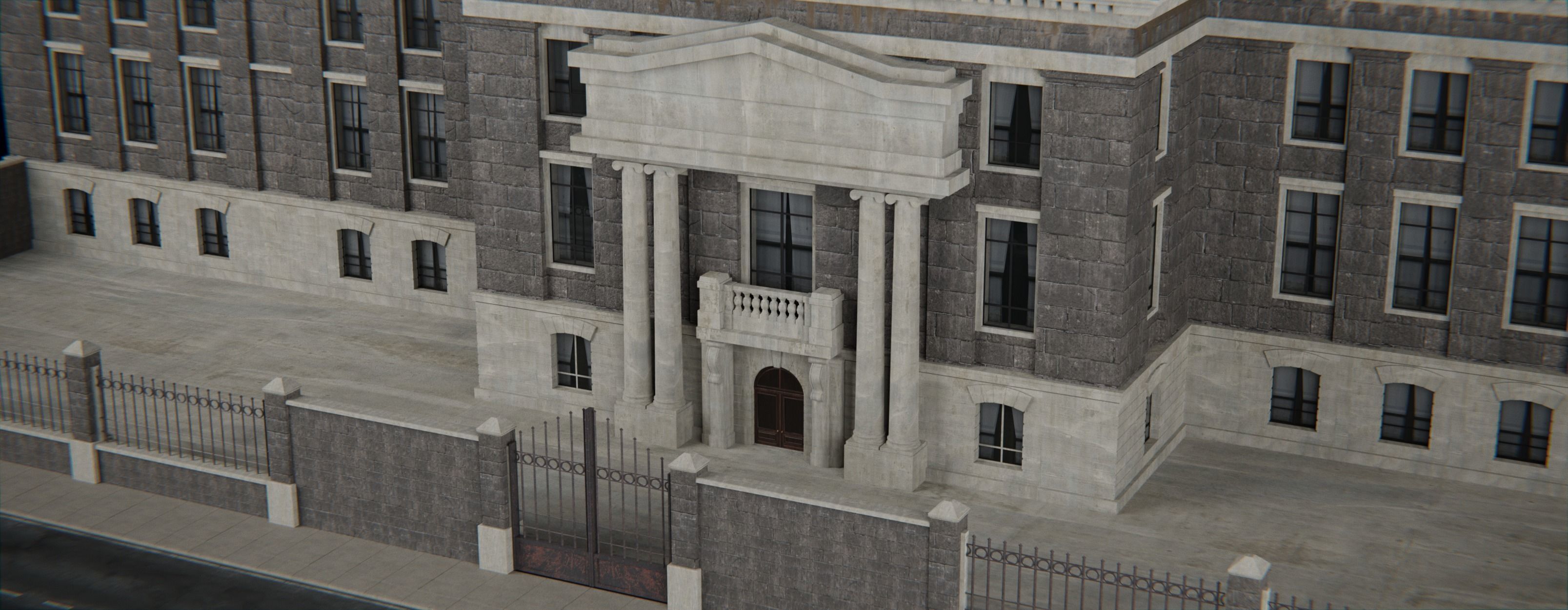 European Building kit Low-poly 3D model_2