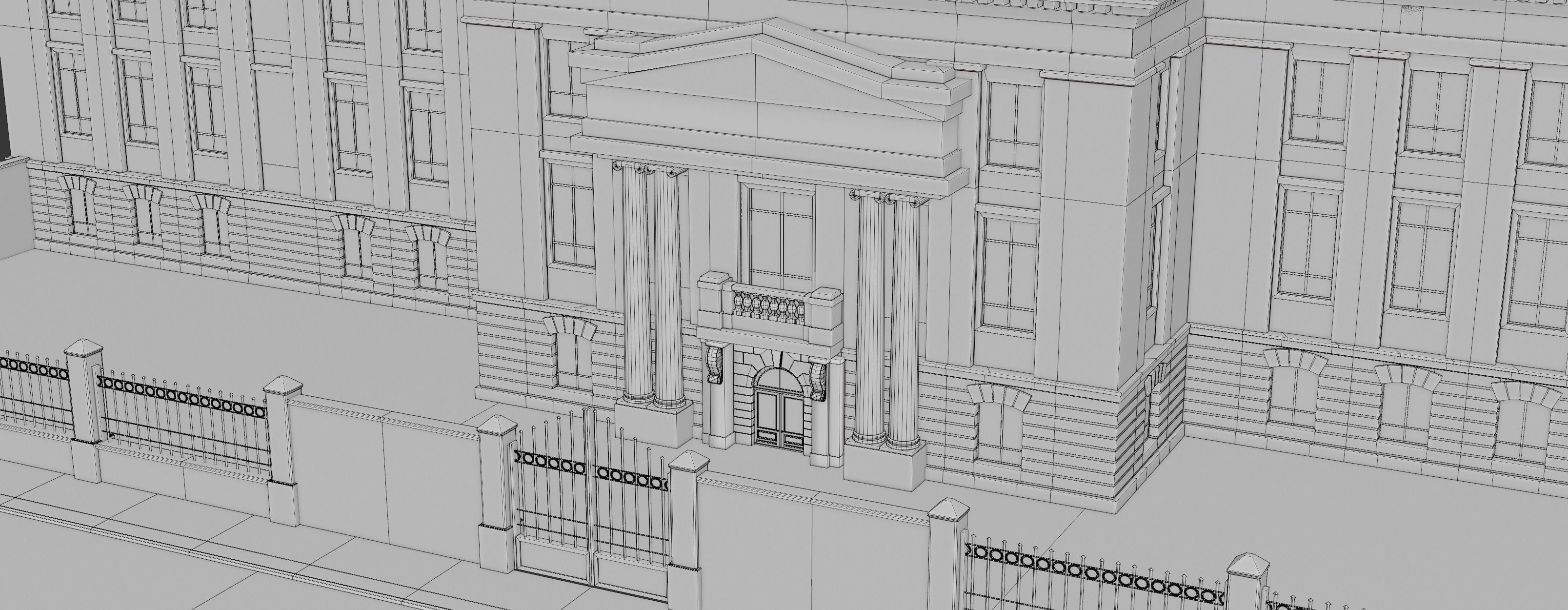 European Building kit Low-poly 3D model_8