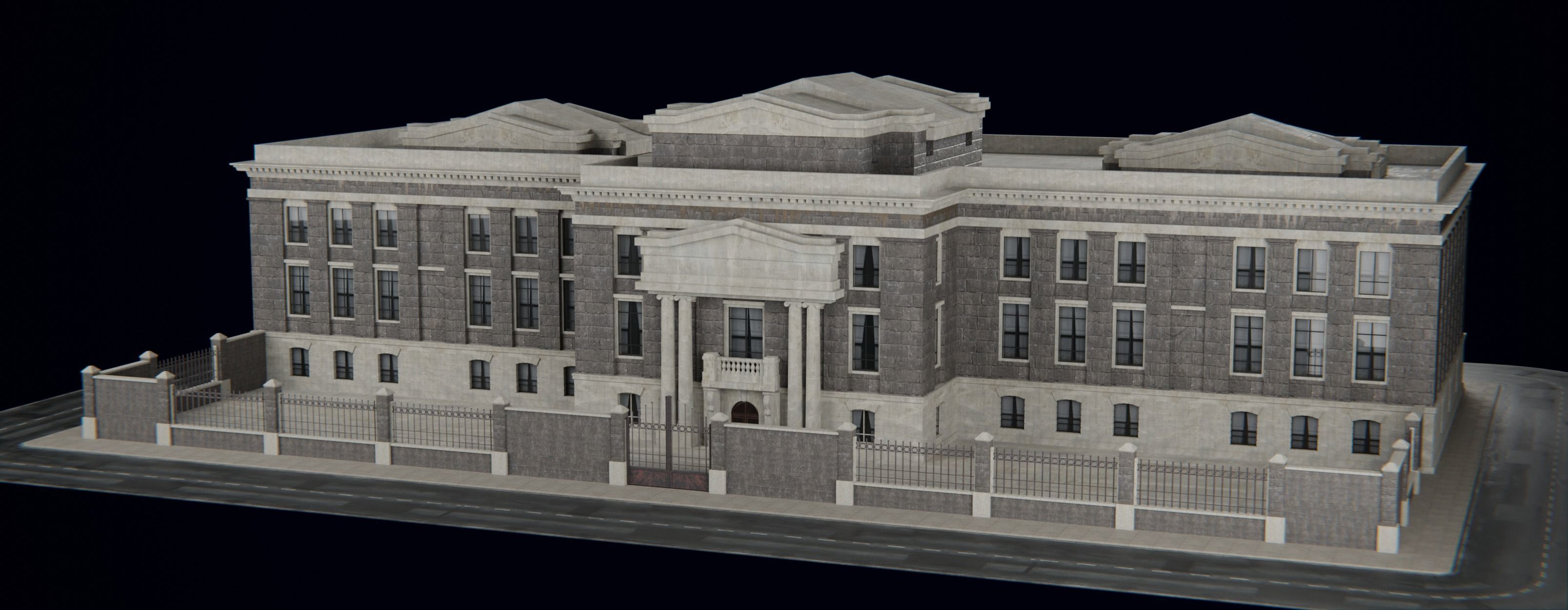 European Building kit Low-poly 3D model_1