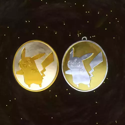 Pokemon Pikachu Badge Coin Keychain Pendant 3D 3D print model