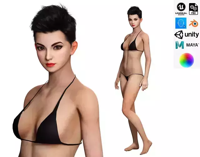 Pixie Casual Girl - basic version Low-poly 3D model