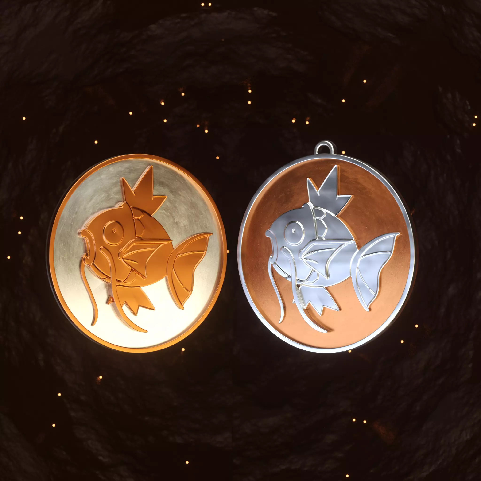 Pokemon Magikarp Badge Coin Keychain Pendant 3D print model_0