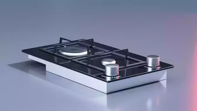 2-Burner Built-in Gas Cooktop - Modern and Functional Design 3D model