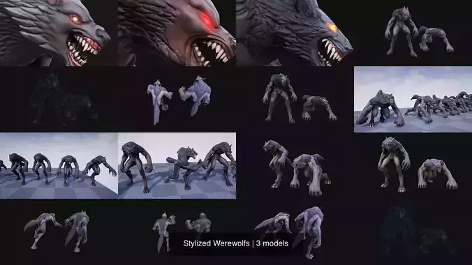 Stylized Werewolfs 3D Model Collection