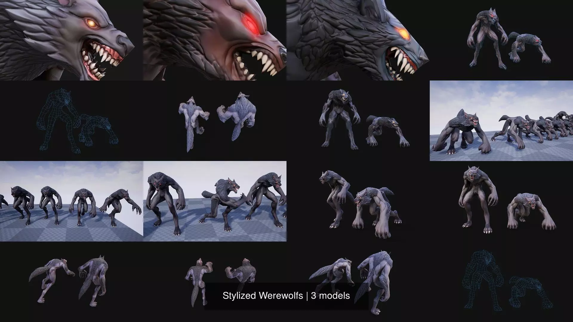 Stylized Werewolfs 3D Model Collection_0
