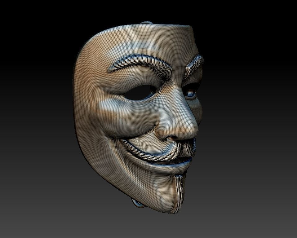 Guy-Fawkes-Lapel PIN 3D print model_8