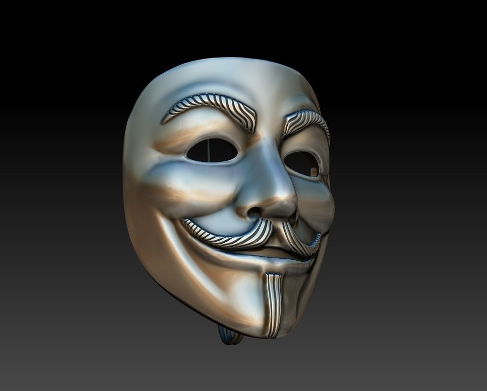 Guy-Fawkes-Lapel PIN 3D print model_2