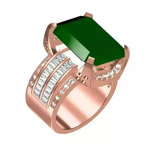 Emerald Stone Wide Shank Ring
