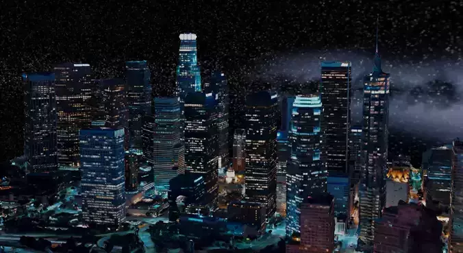 New York Cyber City night Low-poly 3D model Low-poly 3D model