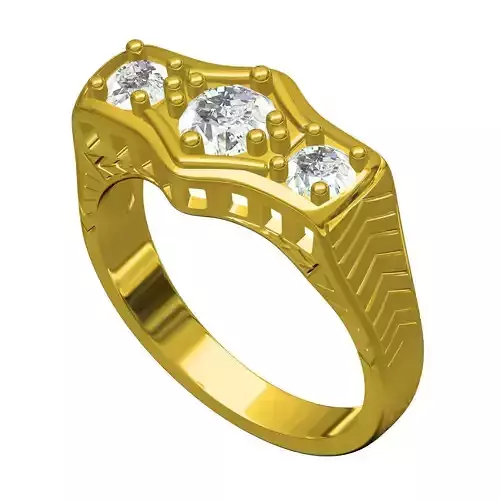 Three Round Diamond Engagement Ring