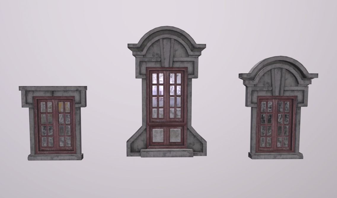 Shikumen Windows Low-poly 3D model_4