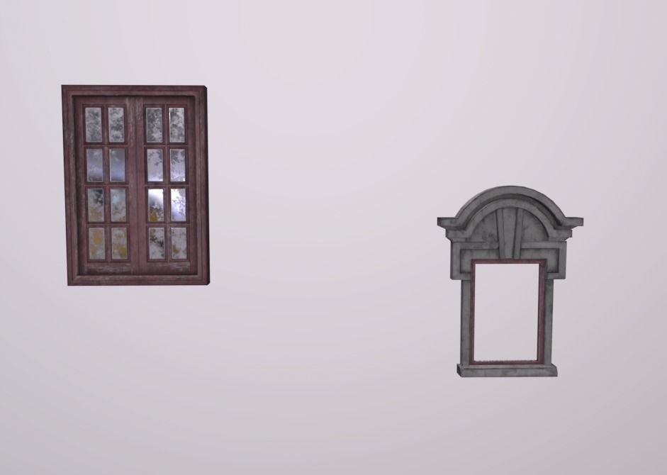 Shikumen Windows Low-poly 3D model_5