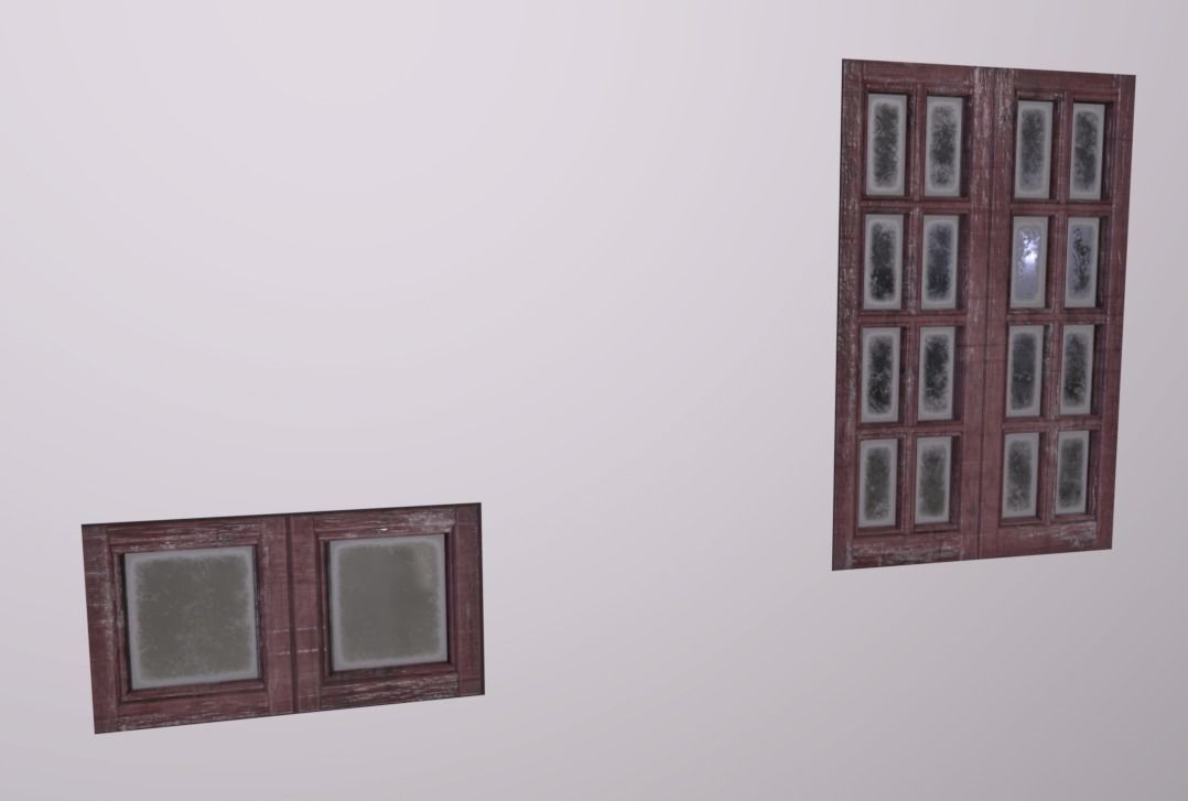 Shikumen Windows Low-poly 3D model_2
