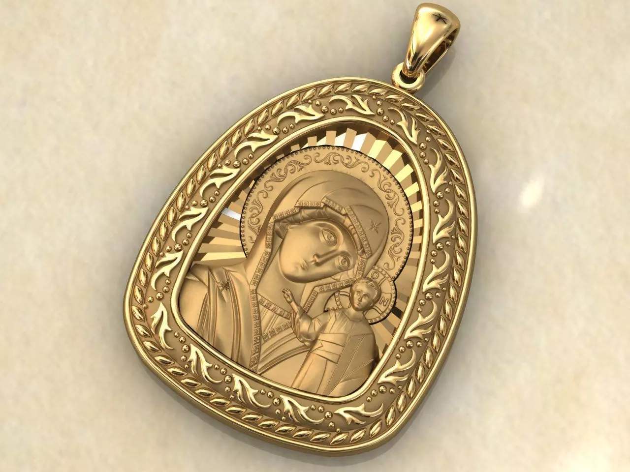 mother of God pendant 3D print model_0