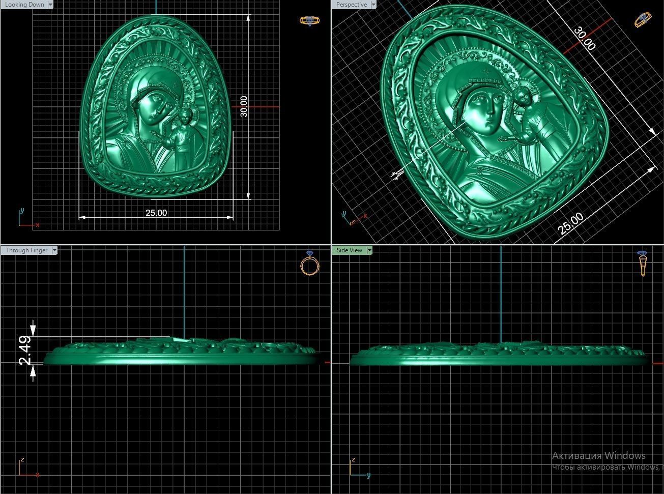 mother of God pendant 3D print model_3