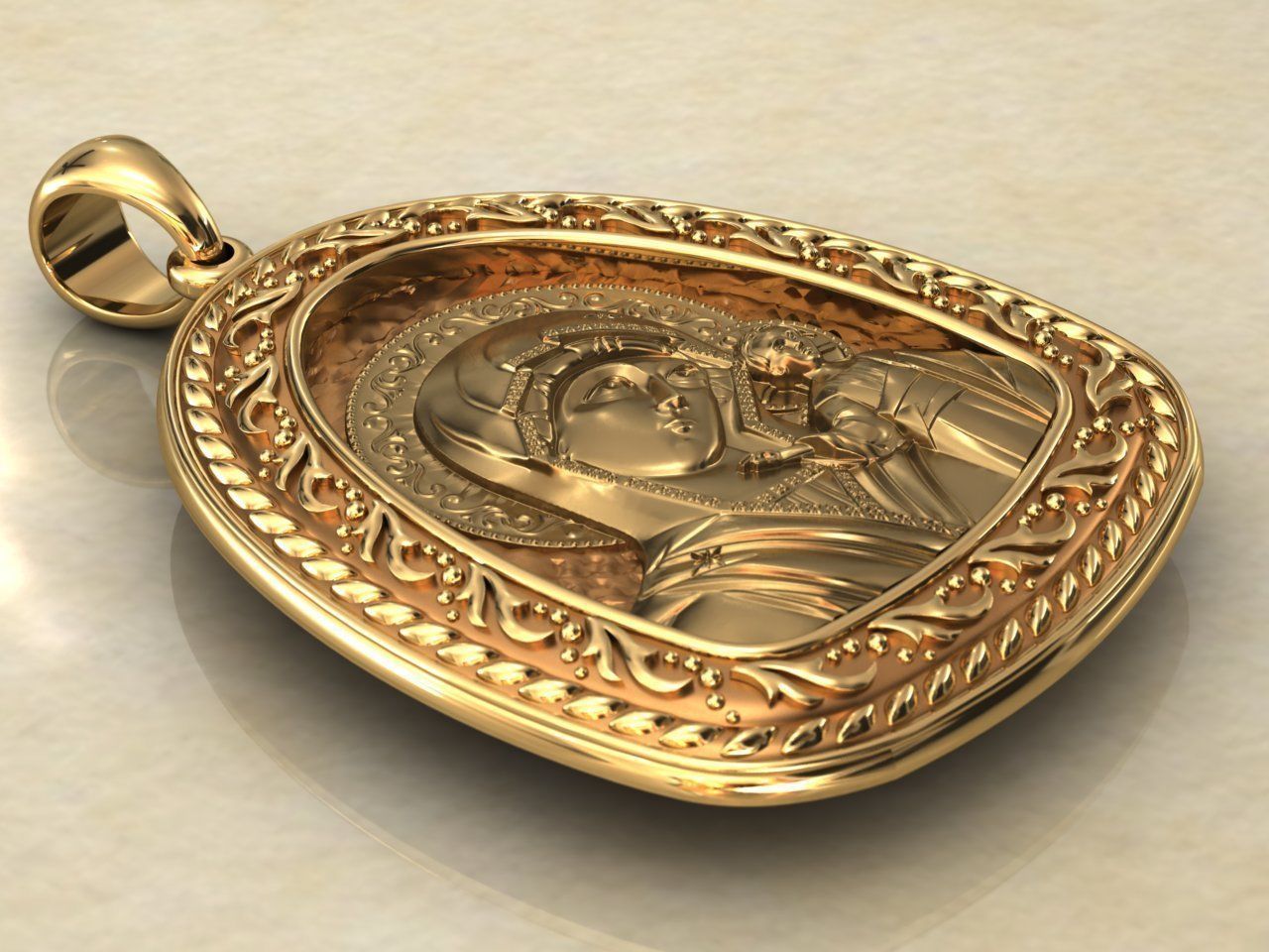 mother of God pendant 3D print model_2