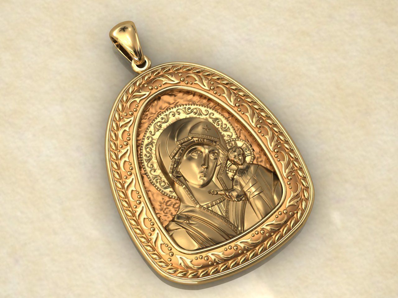 mother of God pendant 3D print model_1