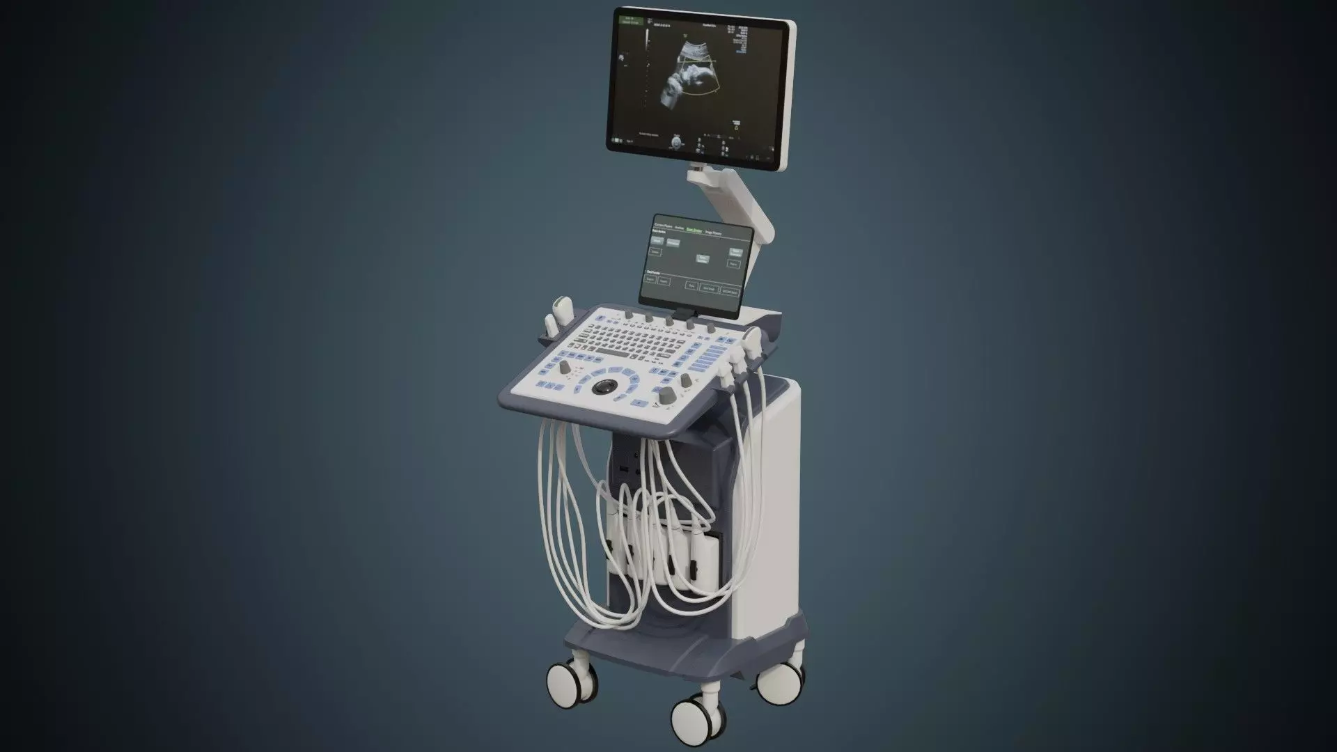 Ultrasound Machine 1A Low-poly 3D model_0