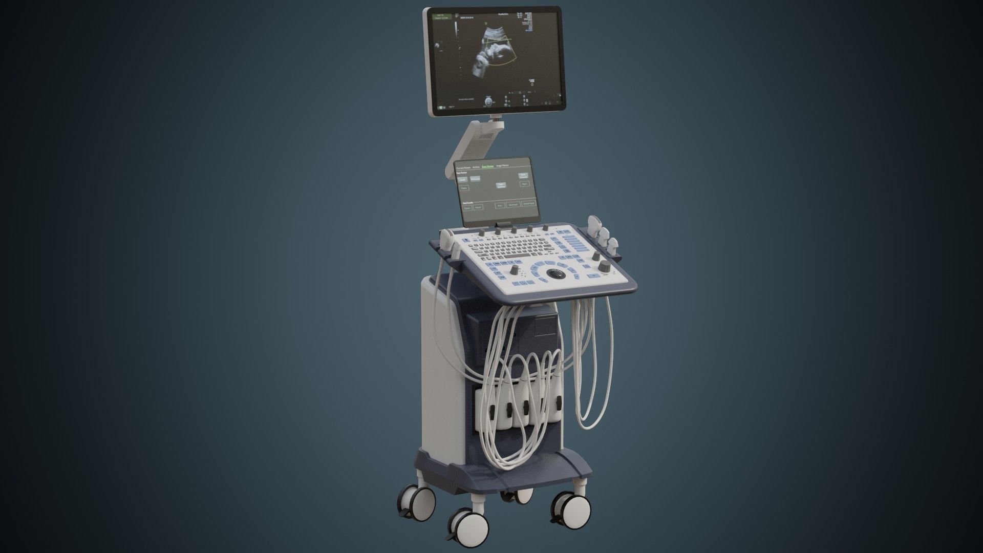 Ultrasound Machine 1A Low-poly 3D model_1