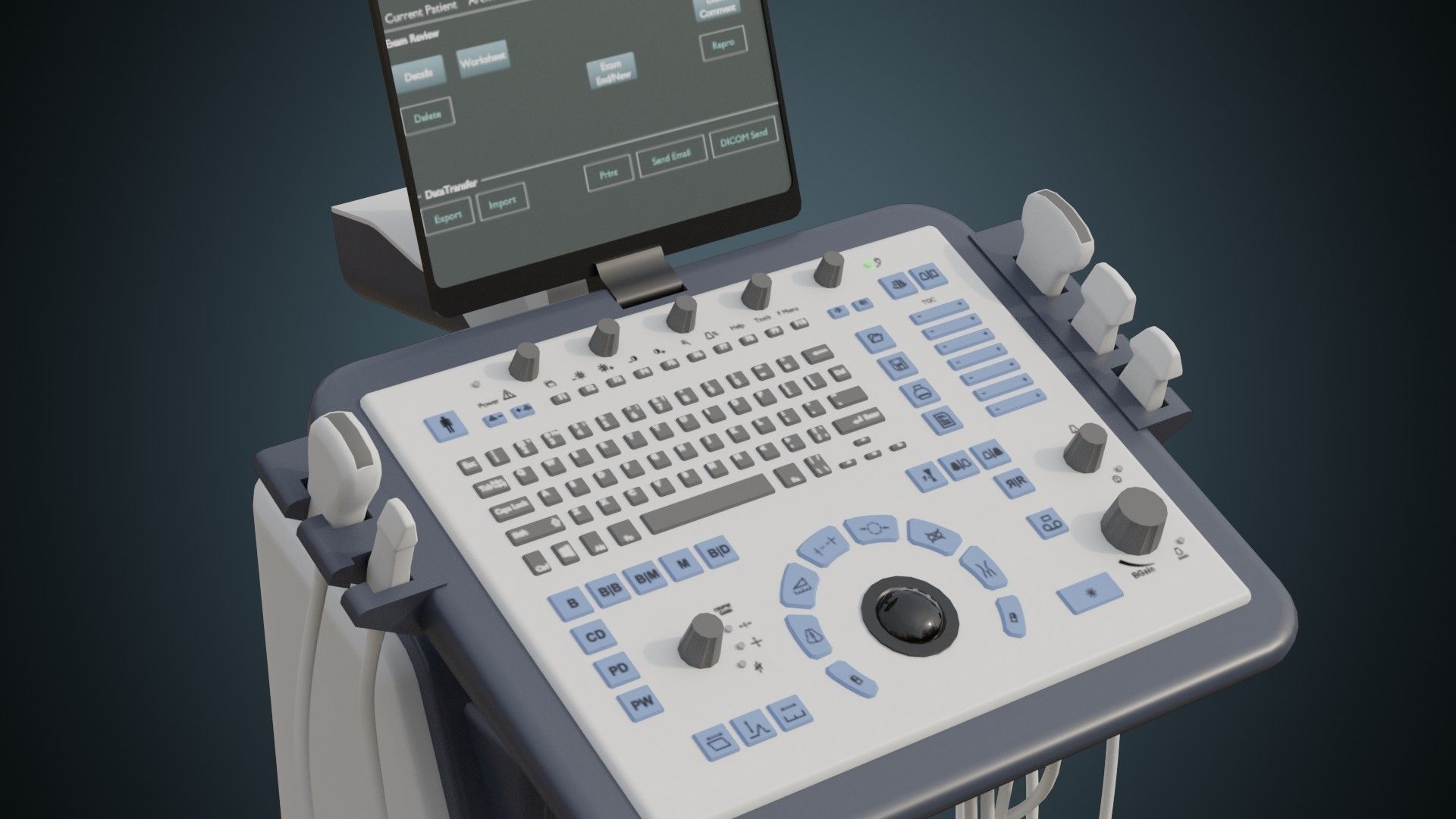 Ultrasound Machine 1A Low-poly 3D model_5