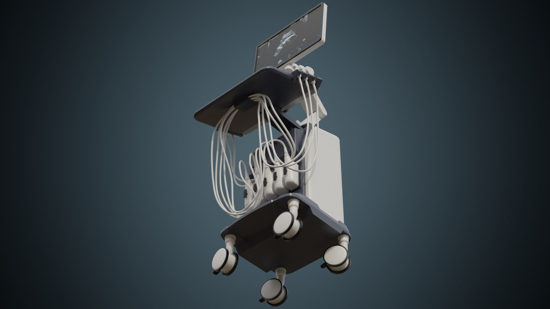 Ultrasound Machine 1A Low-poly 3D model_4