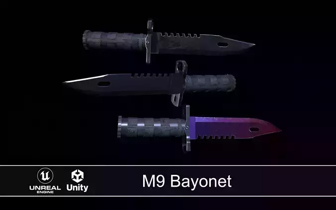 M9 Bayonet 3D LowPoly Model- Gameready Knife Low-poly 3D model