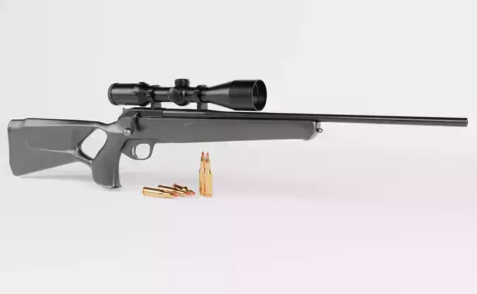 Detailed hunting rifle with scope 3D model