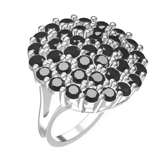 Black Diamond Flower Ring