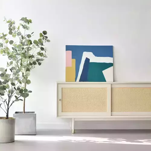 Rattan High Living Room Cabinet