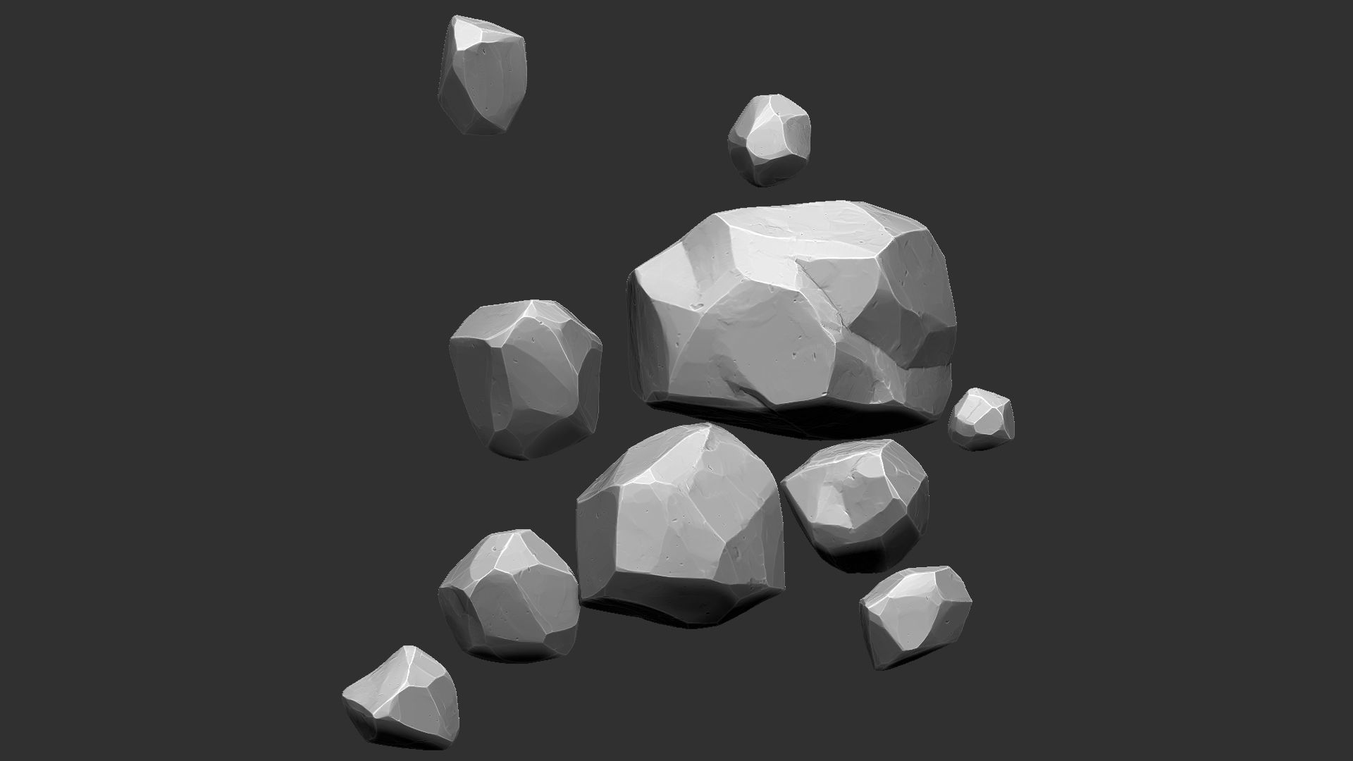 A pile of small stones Zbrush sculpt 3D model 3D model_6