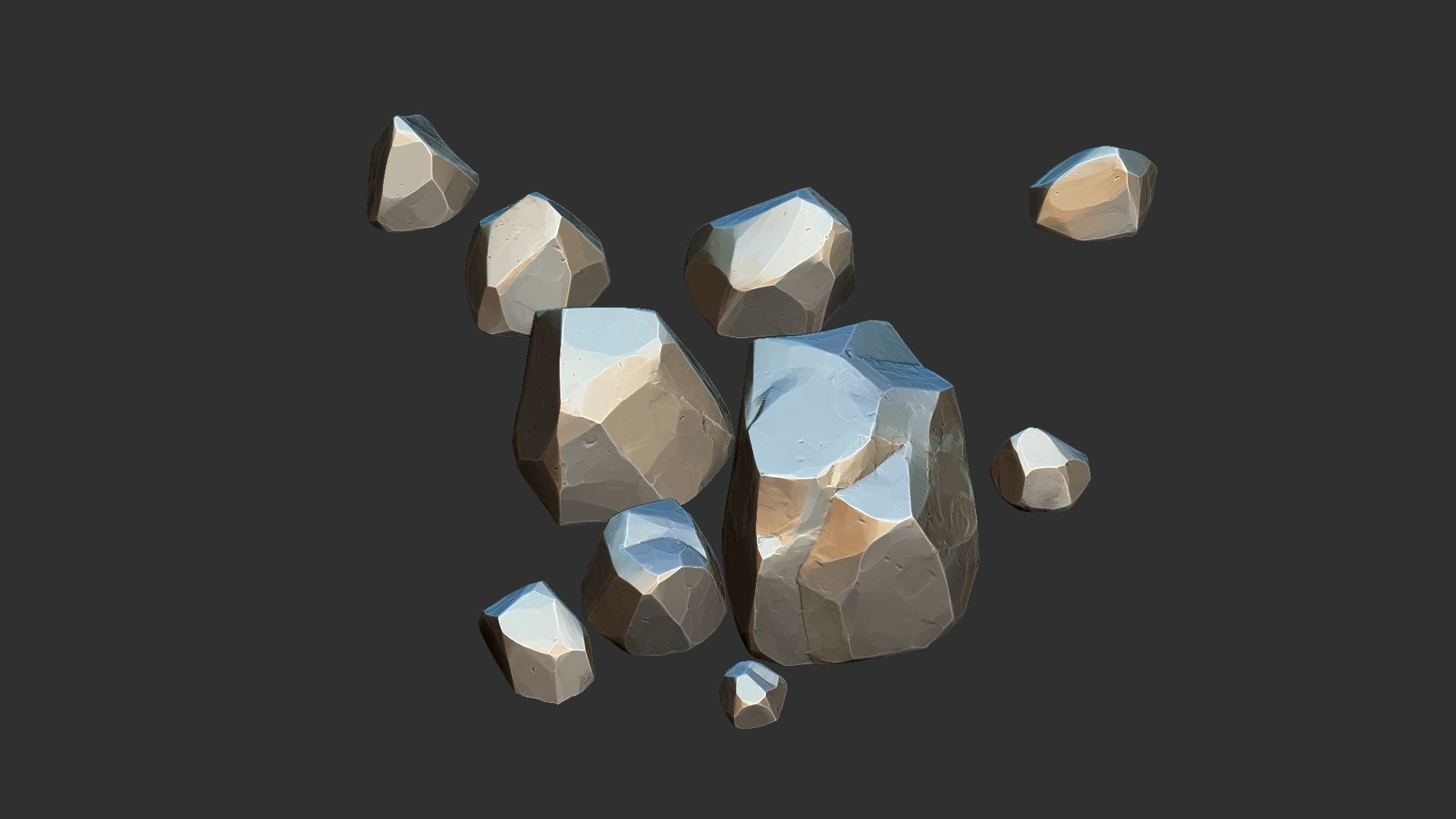 A pile of small stones Zbrush sculpt 3D model 3D model_10