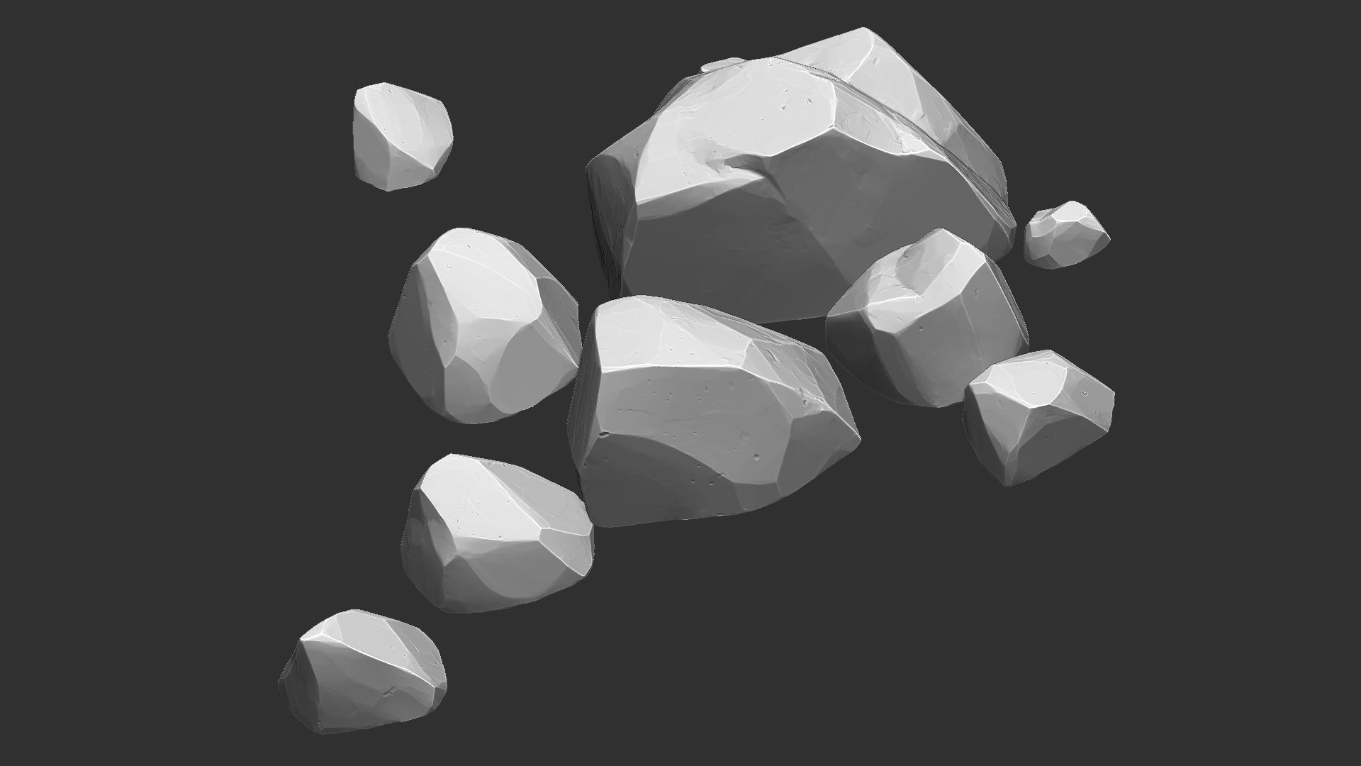 A pile of small stones Zbrush sculpt 3D model 3D model_1