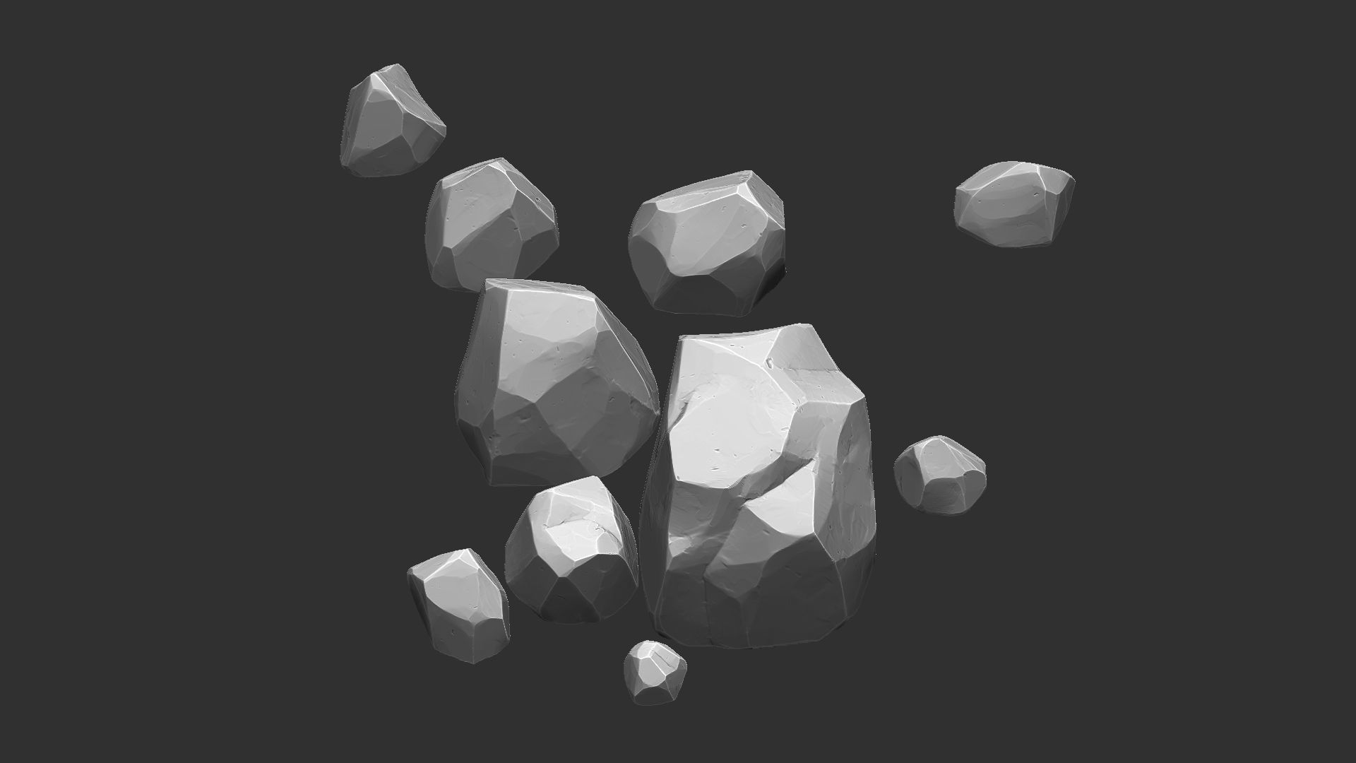 A pile of small stones Zbrush sculpt 3D model 3D model_7