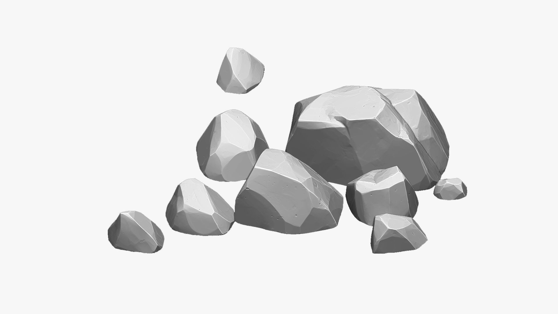 A pile of small stones Zbrush sculpt 3D model 3D model_3