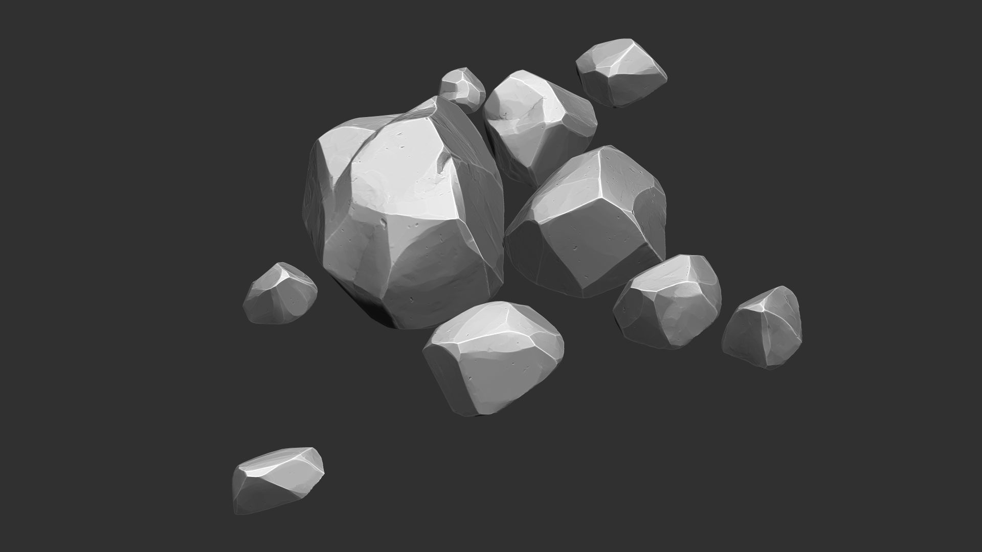 A pile of small stones Zbrush sculpt 3D model 3D model_5